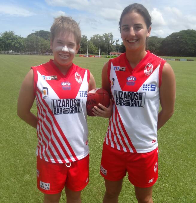 TEAM-MATES: Bree Martin and Angela Foley play for the NTFL's Waratah Warriors. Picture: SUPPLIED