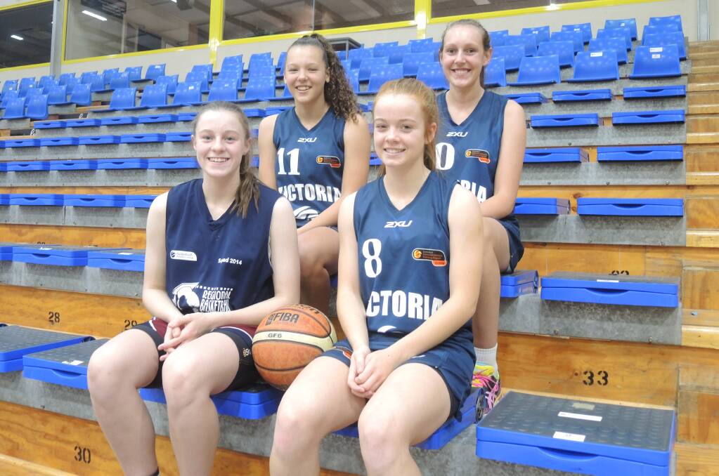SHOOTING STARS: Basketball Victoria Country National Intensive Training Program squad members Danielle O'Toole, Jessie Rennie, Laura Anderson and Taylor Stibbe at the Bendigo Stadium. 