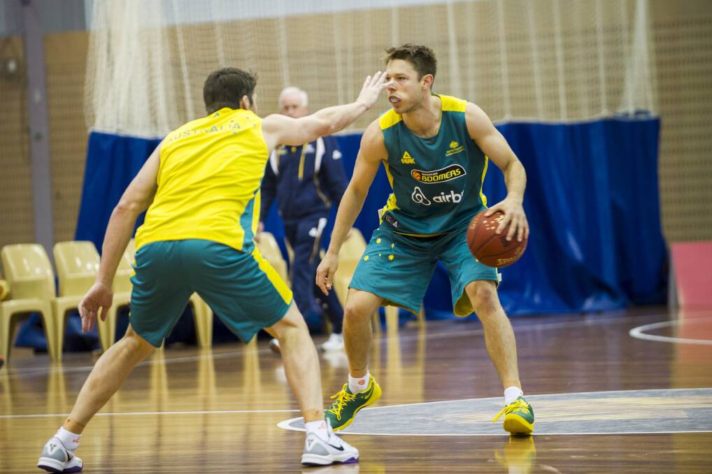 Maryborough's Matthew Dellavedova trains with the Australian Boomers at the AIS before heading to Spain for the World Cup. Picture: FAIRFAX