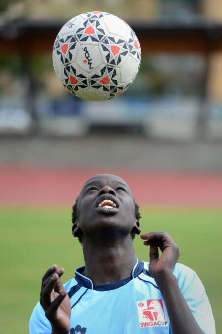 Changkuoth "Sunday" Dingkar has his sights set on a professional soccer career. Picture: JIM ALDERSEY 