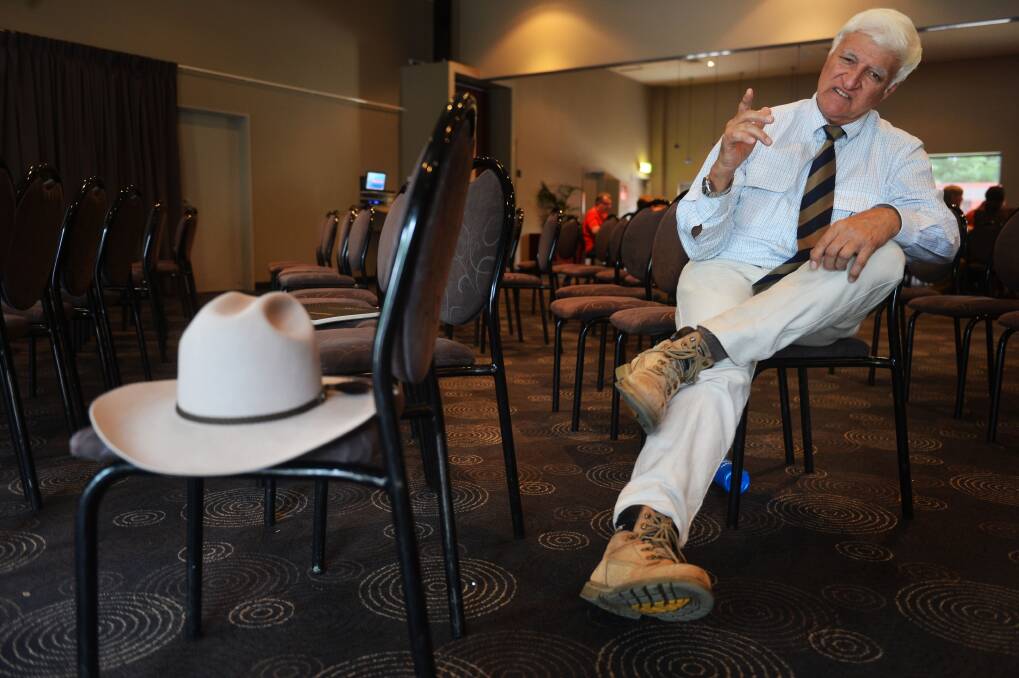 In Bendigo  for Victorian State Conference of KAP, Bob Katter speaks to the local press.
Picture: BRENDAN McCARTHY