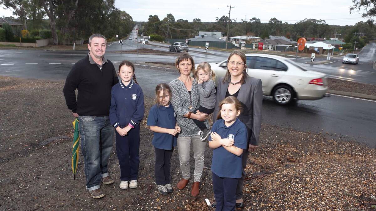 Jacinta Allan with local residents, announces funding this morning in Strathfieldsaye. Picture: Peter Weaving