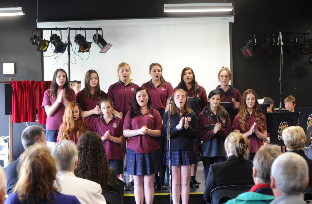 Weeroona College choir performs at the celebration. Picture: JODIE DONNELLAN