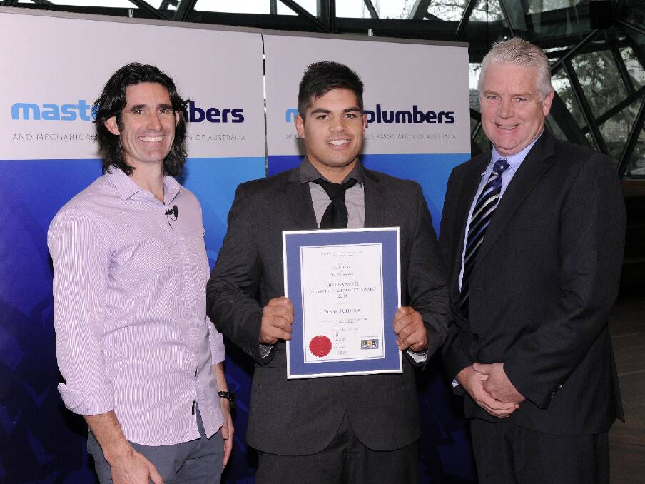 ACHIEVEMENT: Guest speaker Mark Squirrell, Elson Tuitupou and PBA Safety's Geoff Pratt. Picture: CONTRIBUTED
