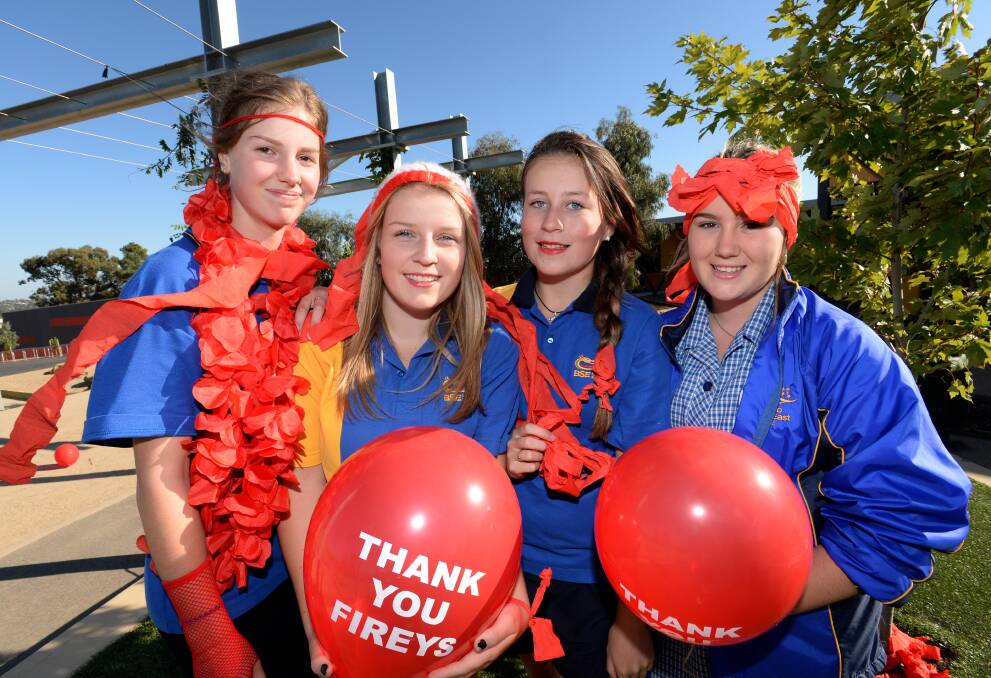 BSE College students Loreena Vincent, Lily Somerville, Emily Brown and Jema Kerr. Picture: JODIE DONNELLAN 
