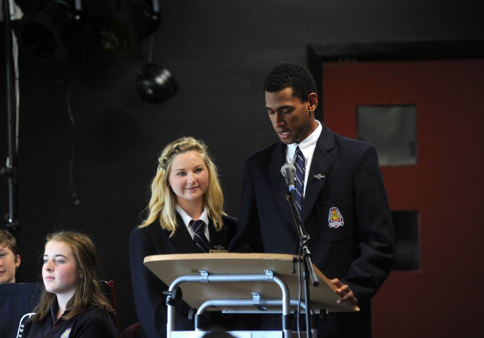 School captains Sarah Welsford and Leone Sevudredre. Picture: JODIE DONNELLAN 

