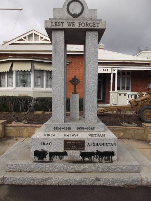 The war memorial that was attacked by vandals in Castlemaine at the weekend.  