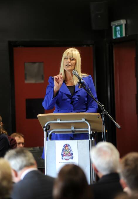 Leanne Preece speaking at the opening. Picture: JODIE DONNELLAN