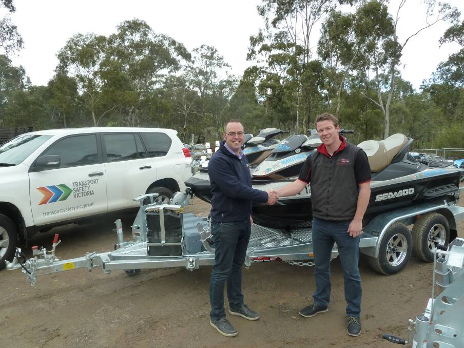 DEAL: TSV's Paul Corkill and Easytow Boat Trailers sales manager Andrew Brown.