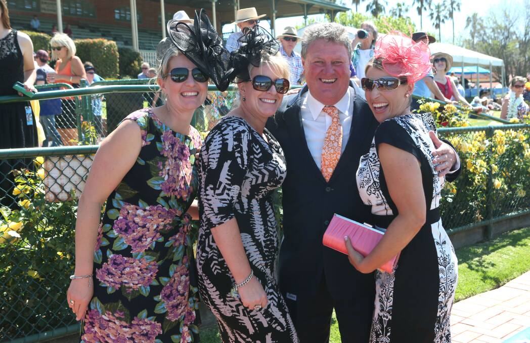 Ali Martin, Sherri McKerley, BJC president Brendan Drechsler and Queen of Moomba, Country Fire Authority, April Himmelreich. Picture: PETER WEAVING
