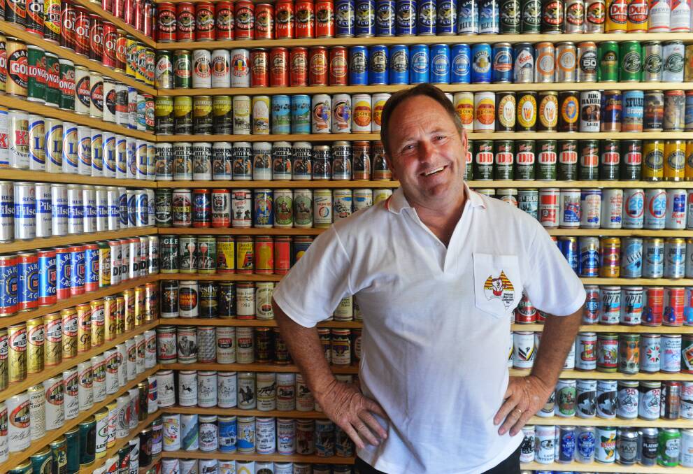 Gary McGrath collects beer cans. Picture: BRENDAN MCcARTHY