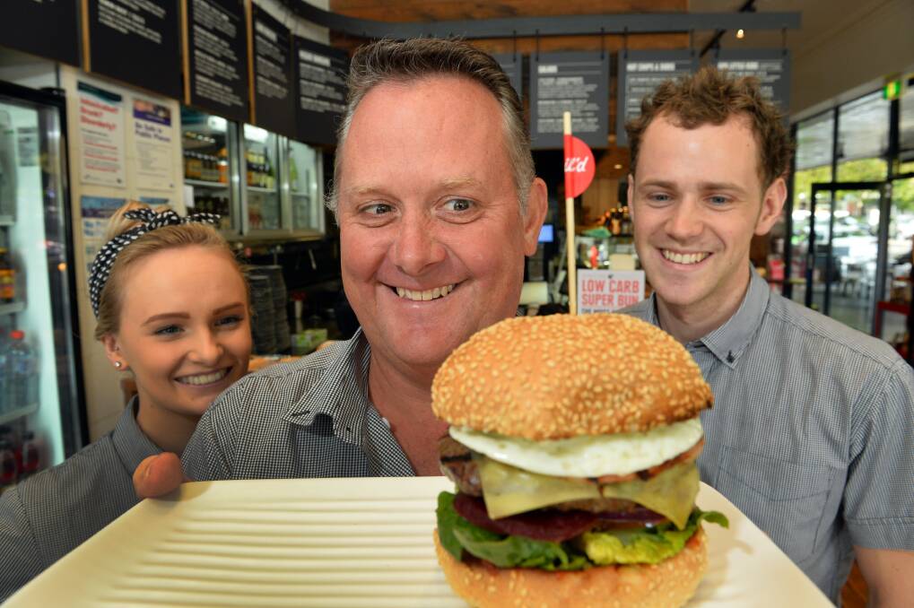 MOUTH WATERING: Grill'd's Dayna Northrope, Richard Nash and Ryan Holt. Picture: BRENDAN McCARTHY