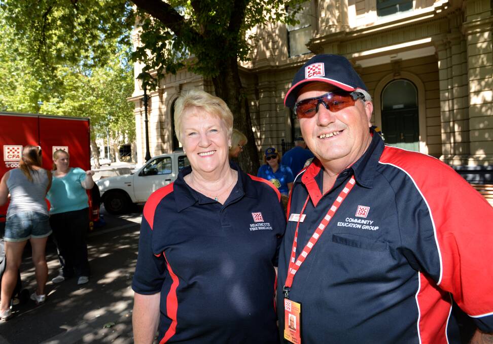 Heathcote brigade members Laraine Leask and Barry Faid. Picture: JODIE DONNELLAN 
