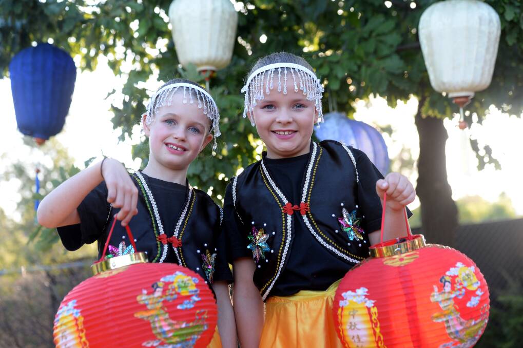 Chinese New Year traditional Chinese Lantern Festival at Joss House. 
Bendigo Chinese Association Plum Blossom dancers Ella McDonald and Mikeeley Hufer.  Picture: JODIE DONNELLAN 