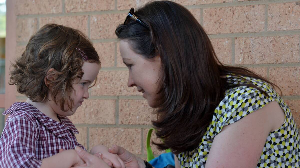 Mum Kerry and Audrey Brown at St Therese's Primary School. Picture: BRENDAN McCARTHY