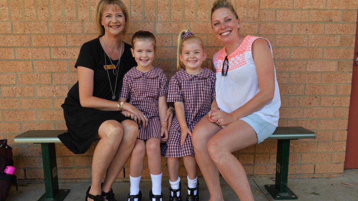 Julianne and Mia Morris with Annabelle and Hayley Edwards at St Therese's Primary School. Picture: BRENDAN McCARTHY