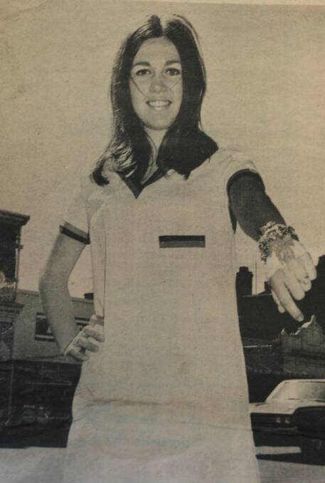1969 front page girl ~ Dale Ervin models a wrist watch worth $23,500, part of a $102,000 watch display to be shown in Killians, Bendigo.