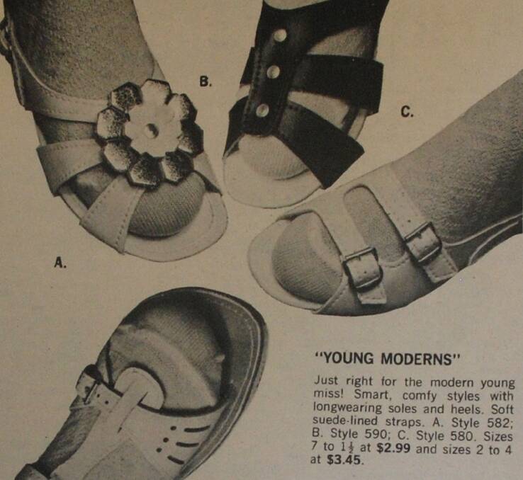 Shoe ads are always fascinating and this from Myer shows the 1969 latest trends.