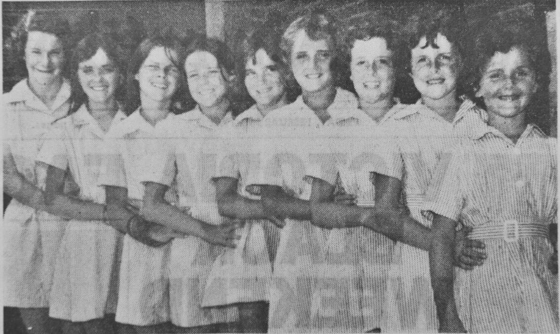 Nine students all cousins, and all nine, Mandy, Tracey, Bernadette, Donna, Michelle, Elizabeth, Virginia, Melissa and Felicity at St Kilians 1L.