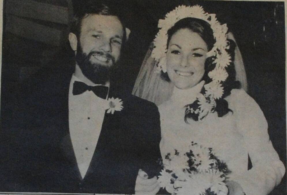 Smiling happily after their wedding at St Paul's on October 25, 1969, was Mr and Mrs Brian Broadbent. The bride was formerly Robyne Preston
