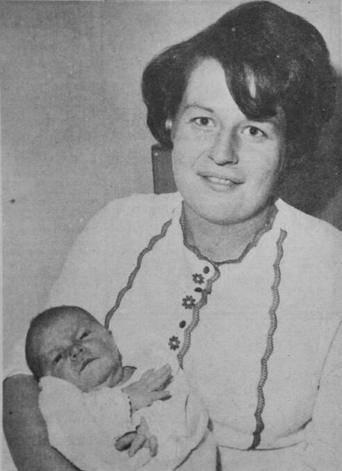 Mrs Jim Seddon of Bendigo with daughter Judith Ann who was born on July 20. Judith weighed 8lb 3 ozs