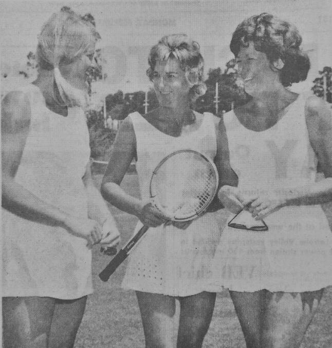 Country Week tennis – Sue Wheeler, Kaye Lyons and Fay Davies at the Bendigo Grass Courts.