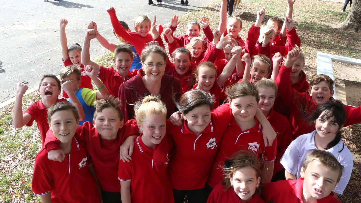 CHEER: Jacinta Allan at Epsom Primary School with budget funding for a new school. Picture: PETER WEAVING