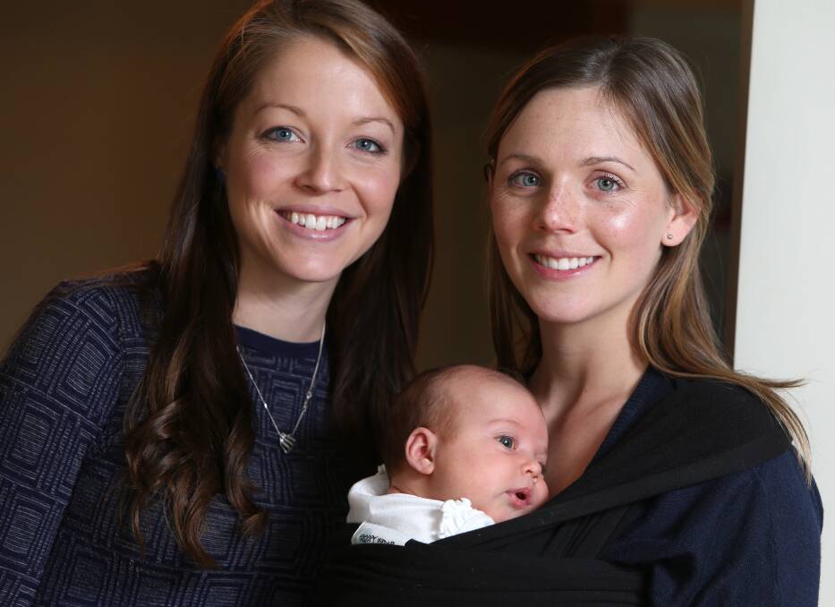 POSITIVE EXPERIENCE: Breanna Gravener with Corinne Cinatl and baby Matilda. Picture: GLENN DANIELS