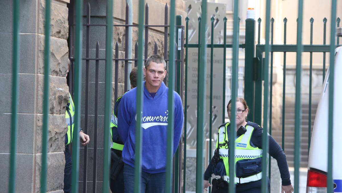 IN CUSTODY: Robert Dutton outside Bendigo Magistrates' Court on Tuesday.