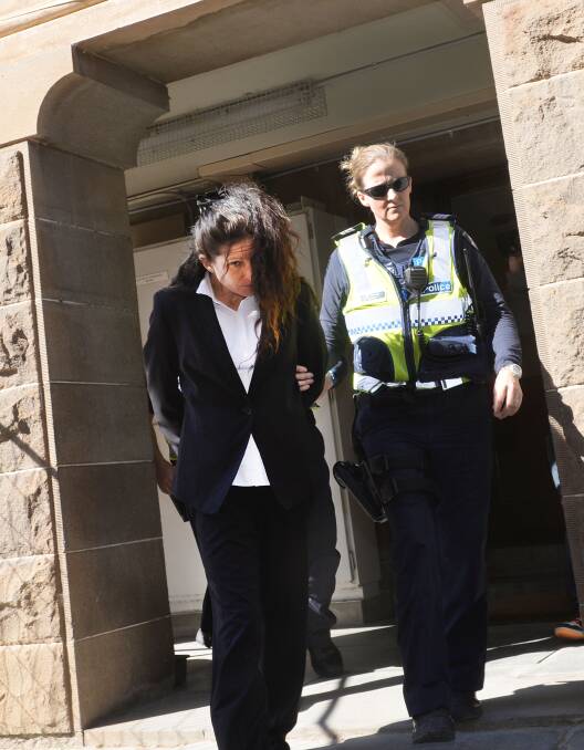 Custody: Danielle Kerr, 37, leaves Bendigo Magistrates Court on Tuesday. 