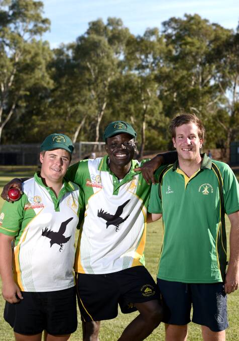 WELCOME: Saheed Akolade is flanked by Spring Gully's Damien Venville (president) and Alex Sutton (captain).