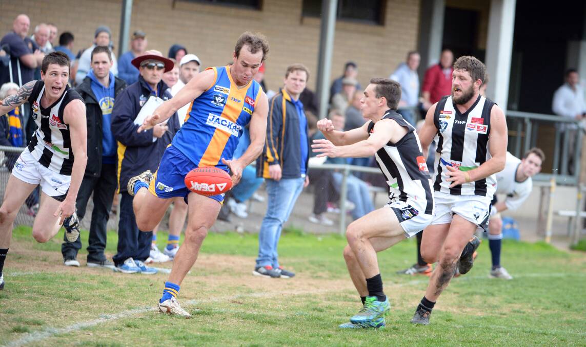Action from Golden Square's 92-point win over Castlemaine in round nine of the Bendigo Football League.