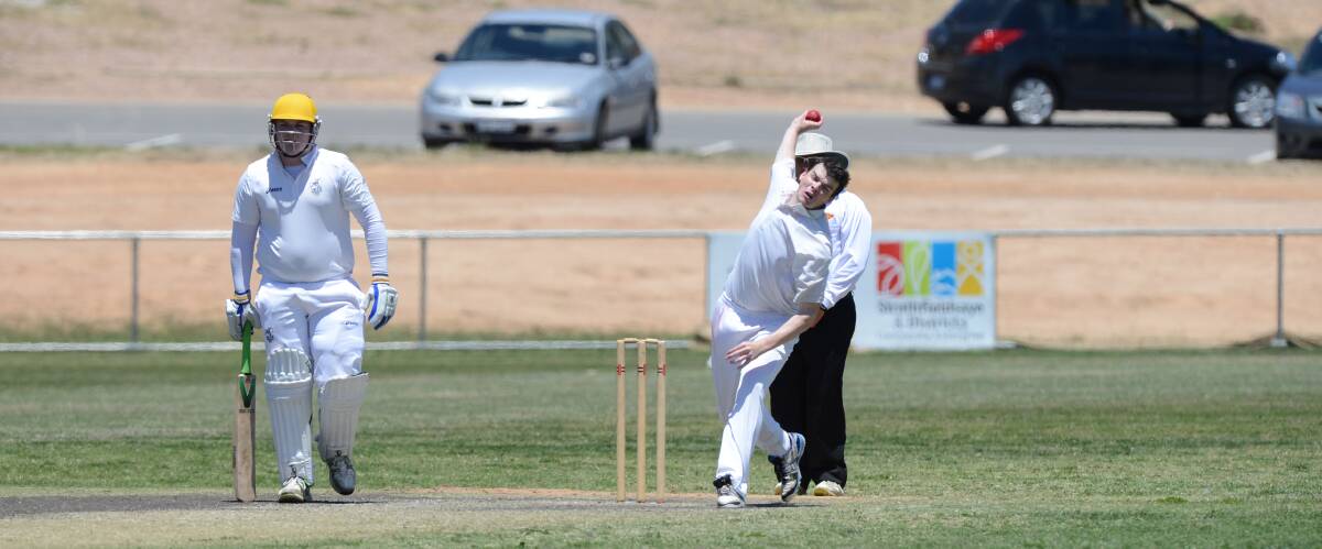 BIG DAY WITH THE BALL: Sam Johnston took 6-44 for Huntly-North Epsom. Pictures: JIM ALDERSEY