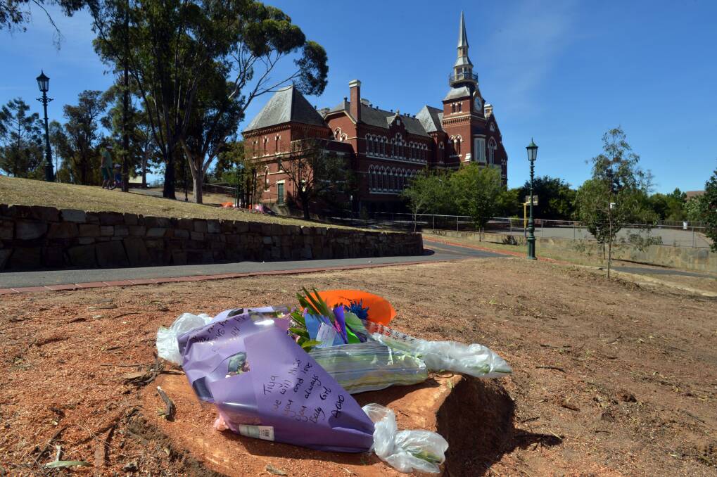 TRIBUTES: Flowers at the scene of Monday's Rosalind Park tragedy. Picture: BRENDAN McCARTHY