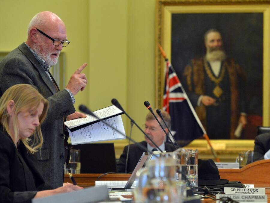 Cr Peter Cox makes his controversial mining comments at the November City of Greater Bendigo council meeting.
