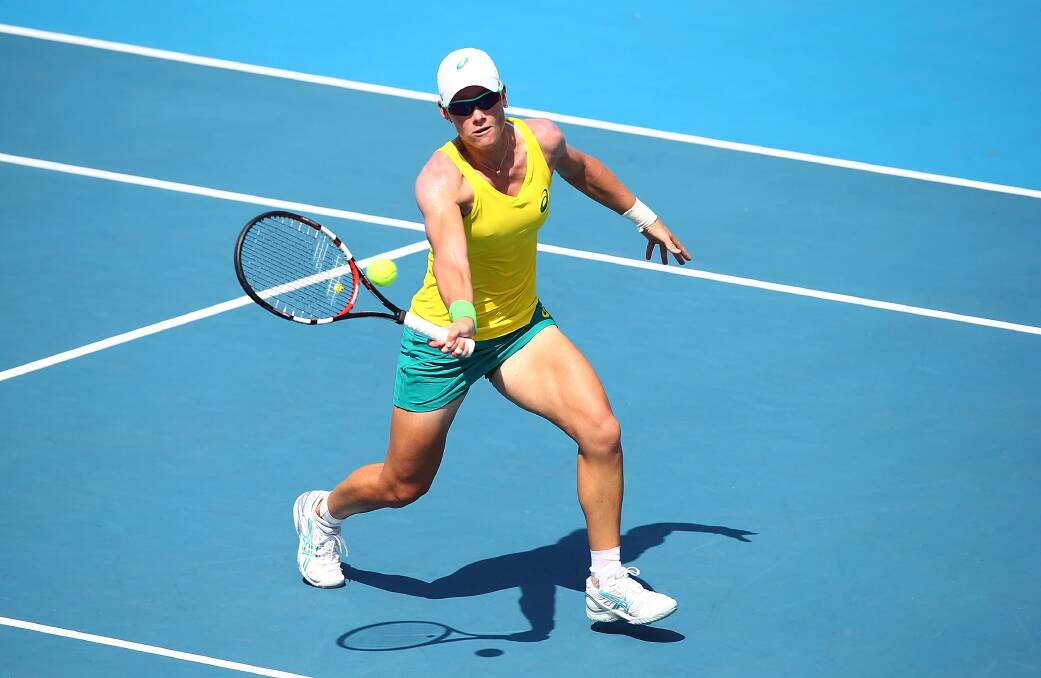 TAKING AIM: Australian tennis player Sam Stosur in action during the Fed Cup tie at the weekend. Picture: GETTY IMAGES