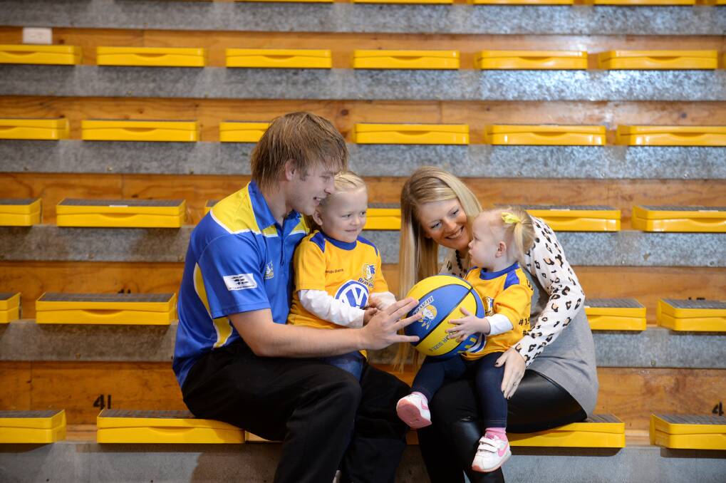 MILESTONE: Kevin, Emme, Addison and Chloe Probert on the eve of his 200th game. Picture: JIM ALDERSEY