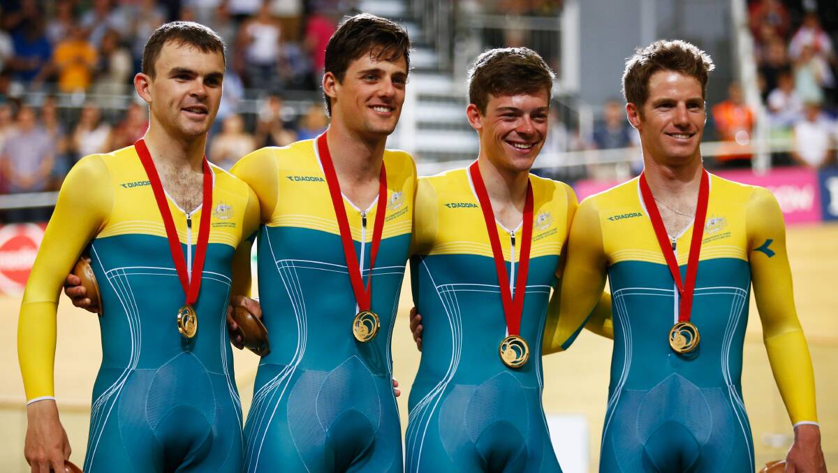 GOLD: Australia's teams pursuit stars Jack Bobridge, Luke Davison, Alex Edmondson and Glenn O'Shea. Picture: GETTY 