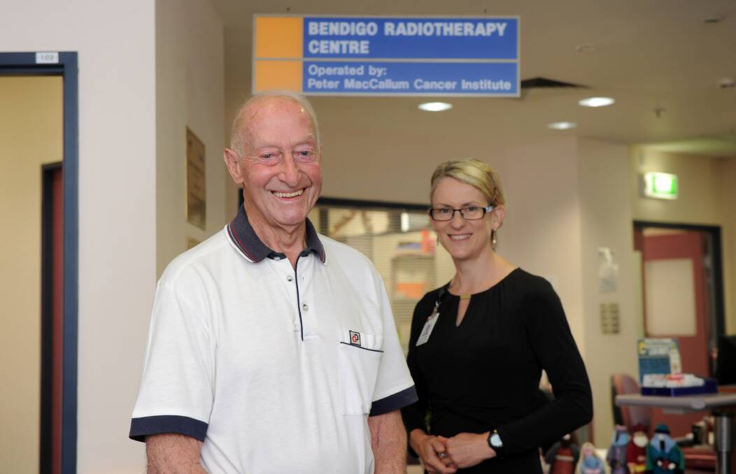 HAPPY: Patient Ossie Errington with radiation oncologist Tracie Gleisner. Picture: JODIE DONNELLAN 
