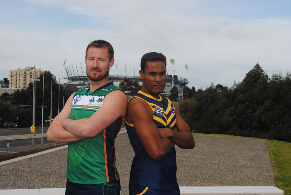 READY TO PLAY: Ireland captain Mick Finn and Nauru's captain Trent Depaune. Picture: CONTRIBUTED