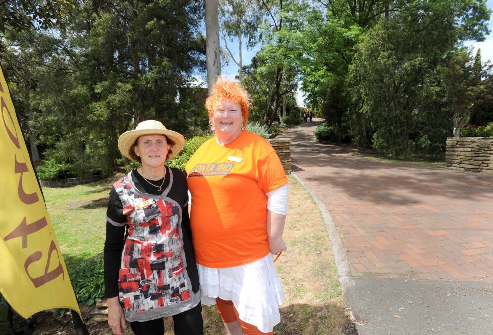Zonta members Dale Little and Beth McMahon at the open garden day at Doak Street. Picture: JODIE DONNELLAN