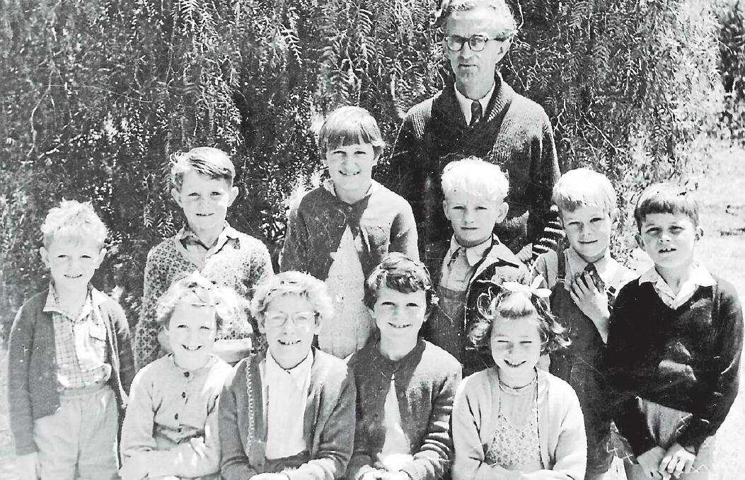 1958 Borung Primary School taken in 1958. Head teacher Albert Snowden with (back row from left) Graeme Bremner, Barry Perryman, Norma Clap, Peter Perryman, Colin Coghill, Dean Perryman and (front row from left) Melva Bell, Marion Clapp, Dorothy Bremner, Glenys Coghill.