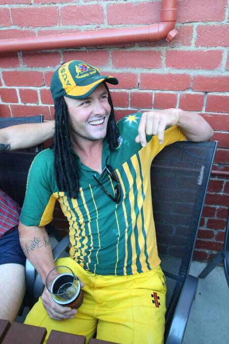 Buck Kade Rowe doubles up as Andrew Symonds at the Bendigo Beer Annual Triple J Hottest 100 Countdown at the Cambrian Hotel. Pictures: PETER WEAVING