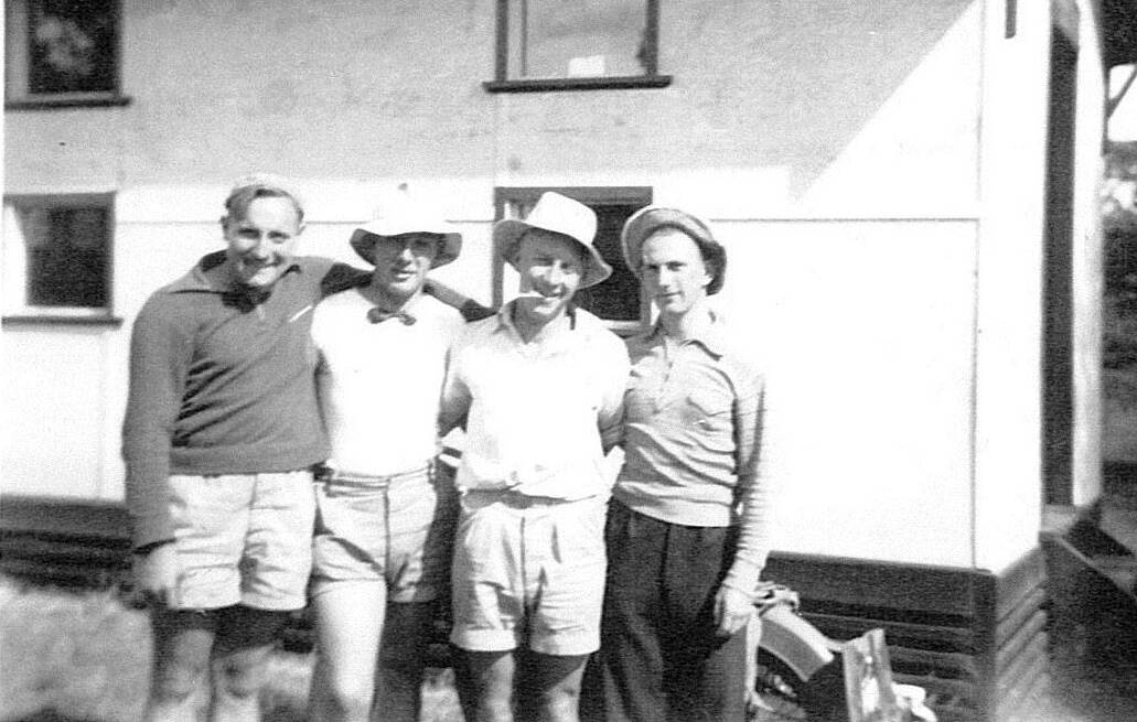 Bill Lea, Keith Jones, Ken Phillips and Geoff Hughes at Shoreham Camp, date unknown.