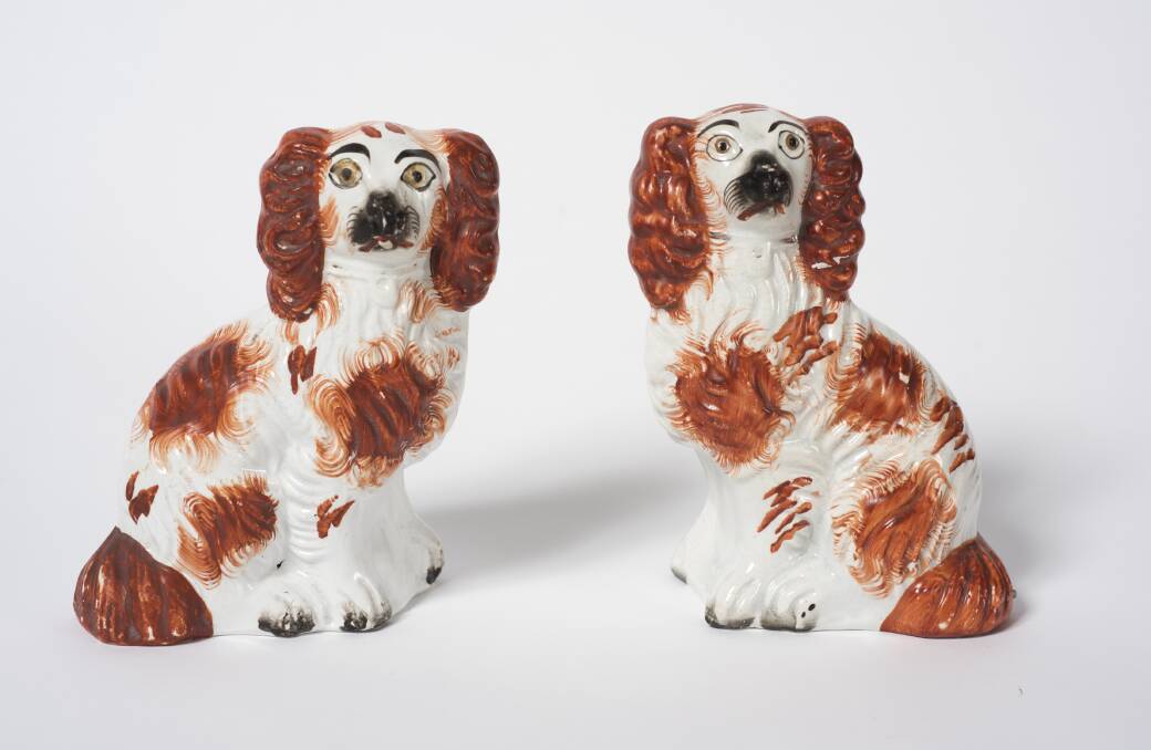 Small Staffordshire Spaniels (pair), circa 1860-80, ceramic. Gift of Mr and Mrs A.L. Newson 1977. Collection Bendigo Art Gallery. Picture: IAN HILL