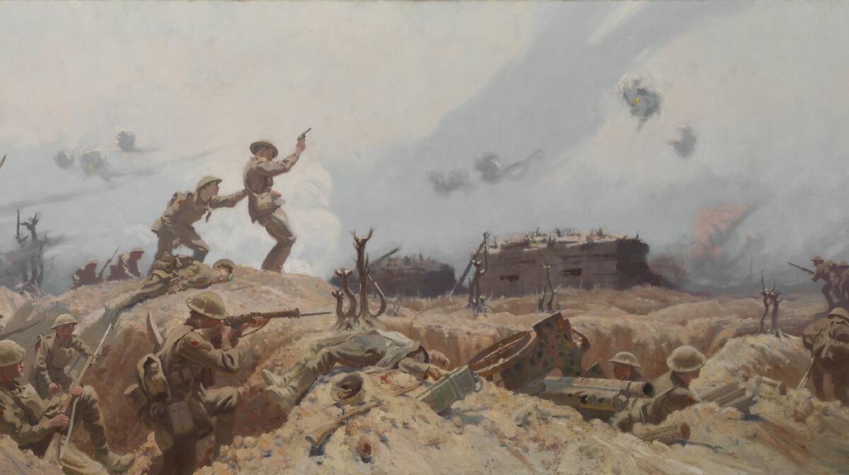 Frederick William Leist, Australian infantry attack in Polygon Wood 1919 (detail), oil on canvas. Collection Australian War Memorial, Canberra.