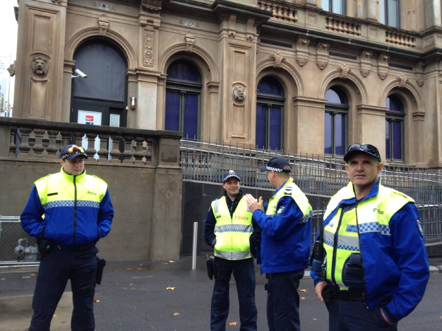 Extra security is in place outside the Bendigo court ahead of Harley Hicks' sentencing today. Picture: GLENN DANIELS