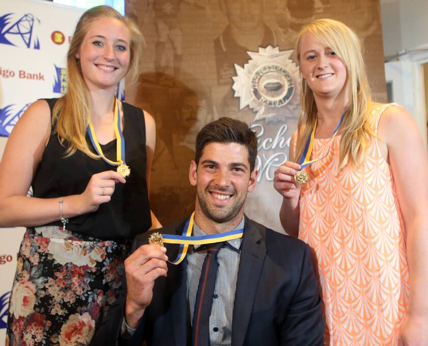 Michelsen Medal winner Tim Martin with joint Betty Thompson Medal winners Emma Webb and Meg Gilbert.