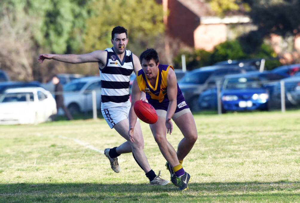 SAFE HANDS: Bears Lagoon-Serpentine's Brayden Scott wins possession of the ball against YCW. Picture: LIZ FLEMING