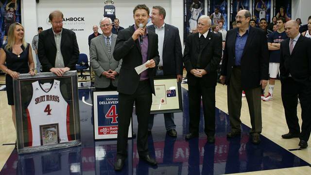 Matthew Dellavedova at his number retirement ceremony at St Mary's. Picture: smcgaels.com